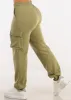 High Waist Fleece Cargo Sweatpants Olive sold by Moda