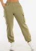 High Waist Fleece Cargo Sweatpants Olive sold by Moda