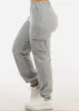 High Waist Fleece Cargo Sweatpants Grey sold by Moda