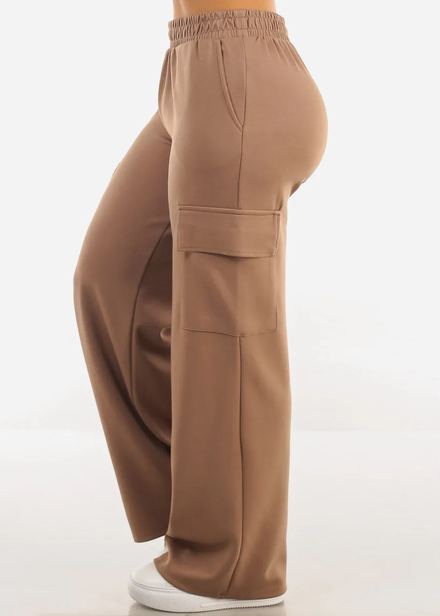 Super High Waist Wide Leg Cargo Pants Light Brown sold by Moda product image thumbnail 3
