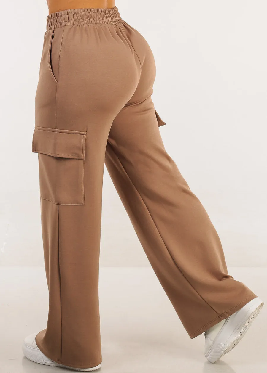 Super High Waist Wide Leg Cargo Pants Light Brown sold by Moda product image thumbnail 4