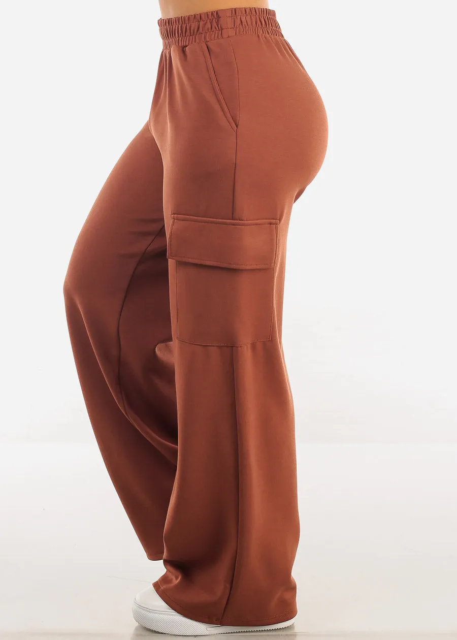 Super High Waist Wide Leg Cargo Pants Brown sold by Moda product image thumbnail 3