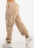 Cargo Jogger Sweatpants w Zipper Pockets Beige sold by Moda