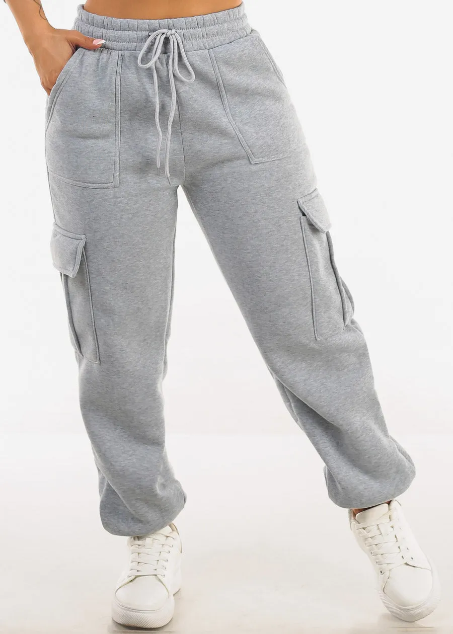 High Waist Cargo Sweatpants Grey sold by Moda