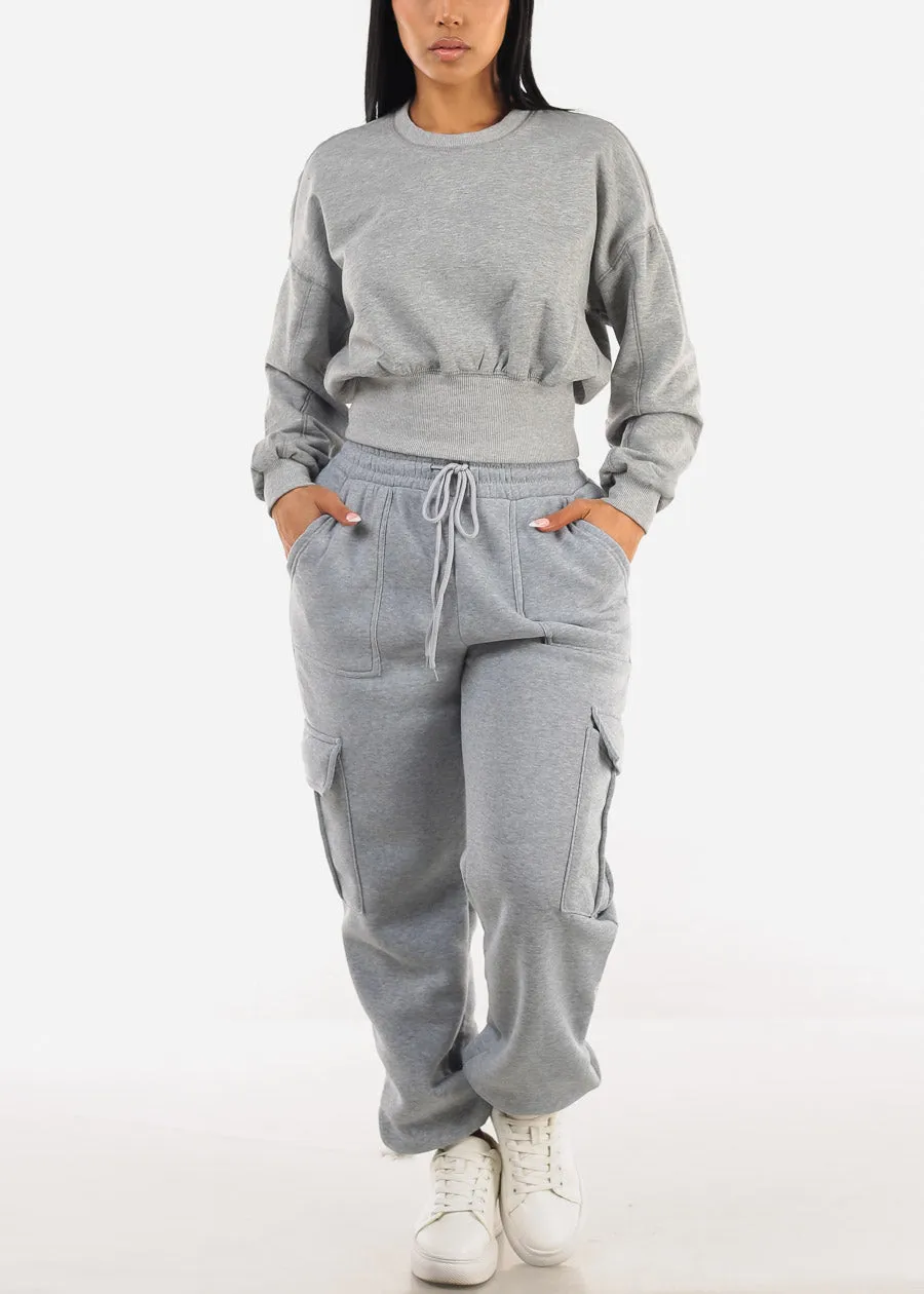 High Waist Cargo Sweatpants Grey sold by Moda product image thumbnail 2