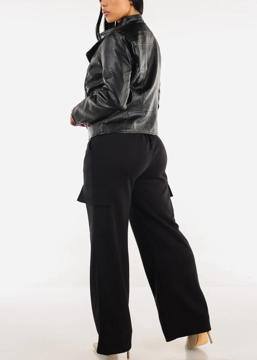 Super High Waist Wide Leg Cargo Pants Black sold by Moda product image thumbnail 5