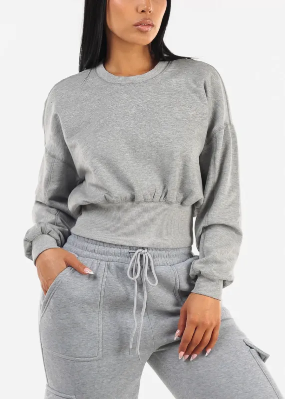 Long Sleeve Crewneck Fleece Sweatshirt Heather Grey sold by Moda