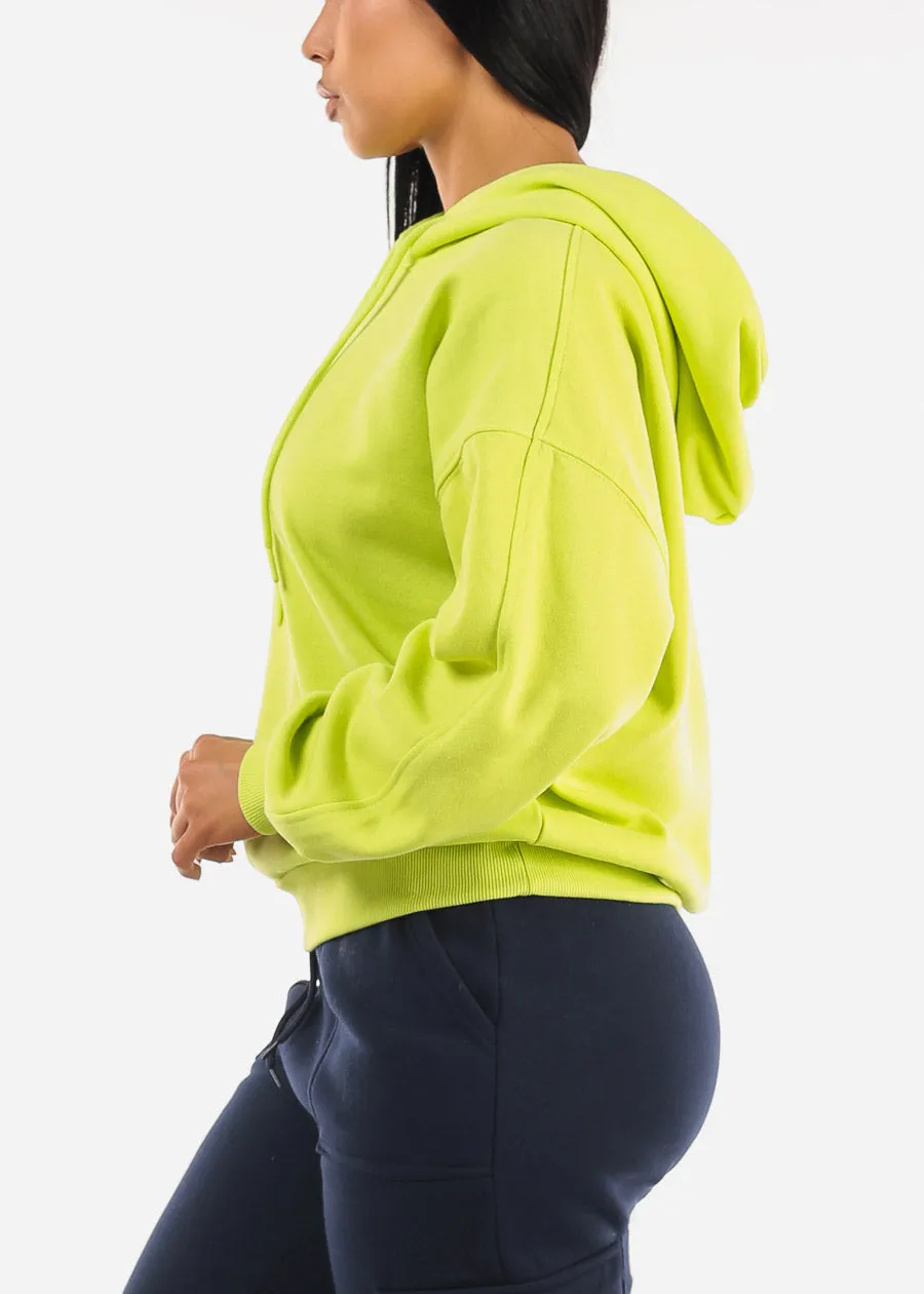 Long Sleeve Relaxed Fit Fleece Pullover Hoodie Neon Green sold by Moda product image thumbnail 3