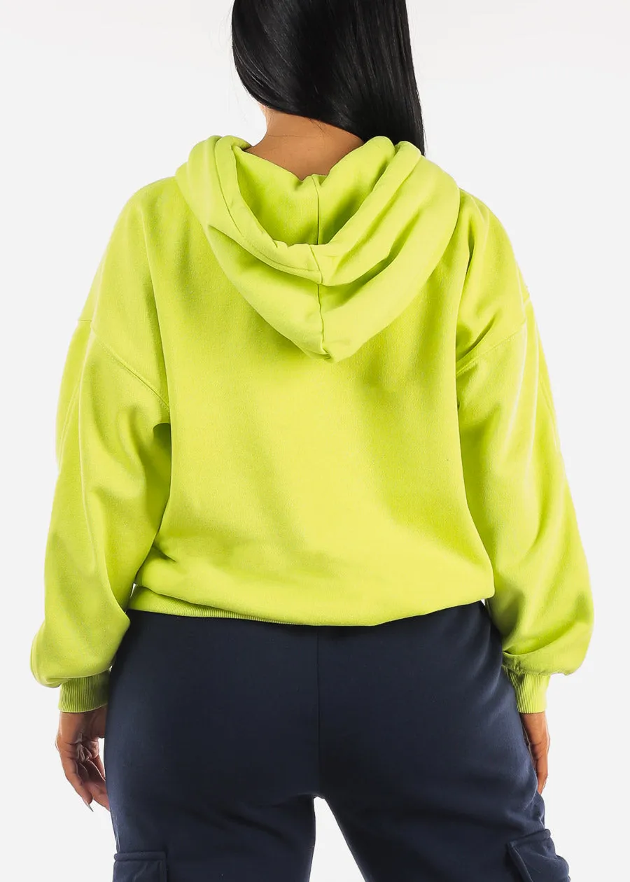 Long Sleeve Relaxed Fit Fleece Pullover Hoodie Neon Green sold by Moda product image thumbnail 4