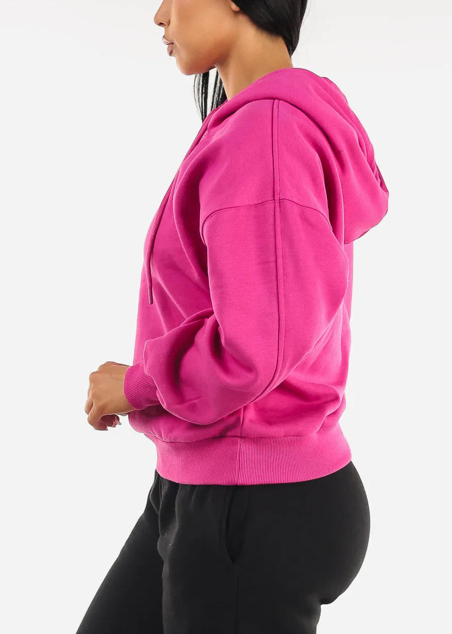 Long Sleeve Relaxed Fit Fleece Pullover Hoodie Magenta sold by Moda product image thumbnail 3