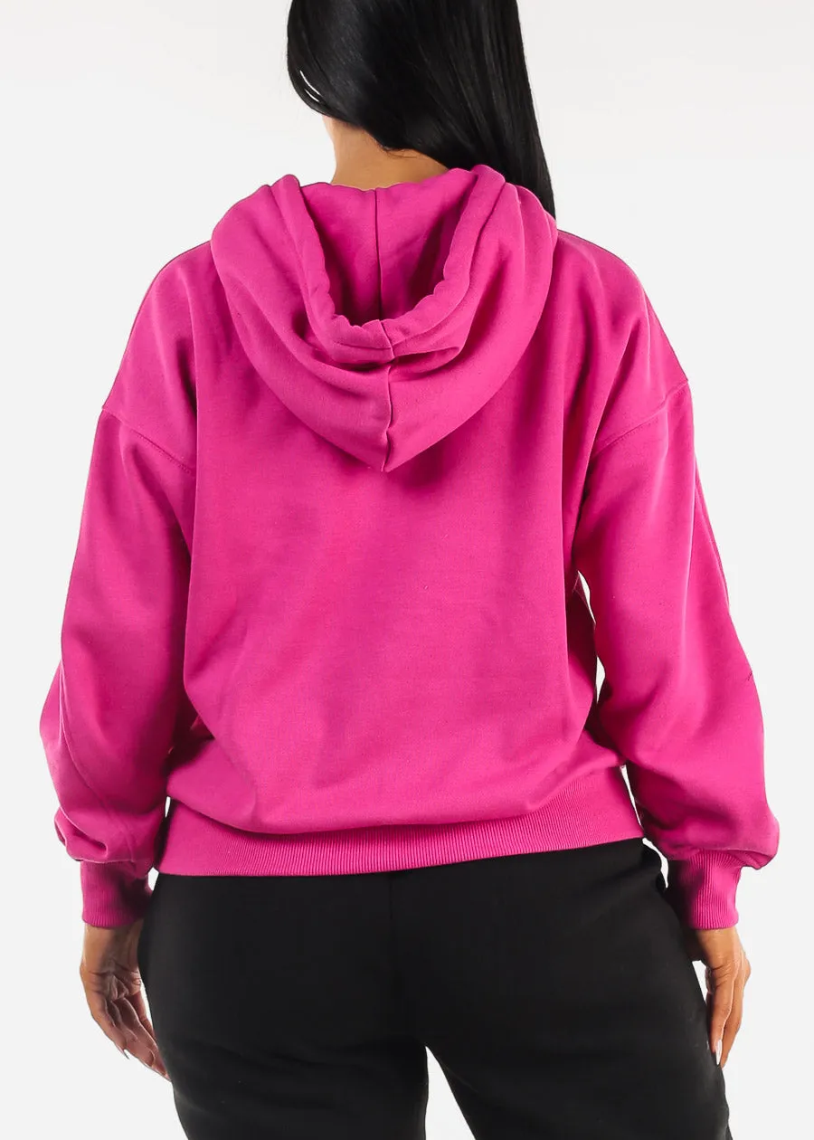 Long Sleeve Relaxed Fit Fleece Pullover Hoodie Magenta sold by Moda product image thumbnail 4
