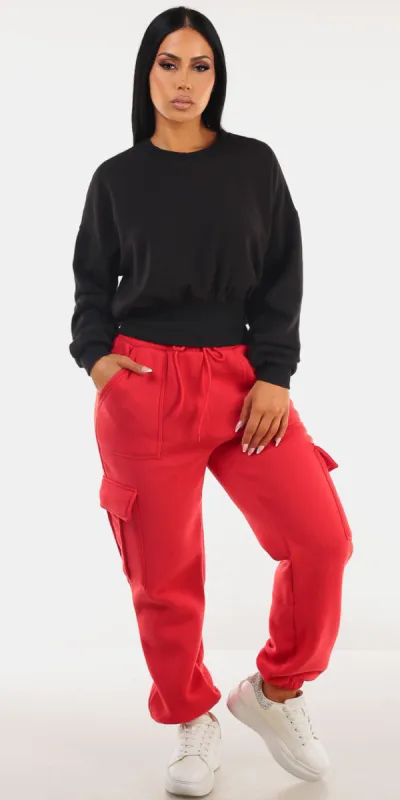 Crewneck Fleece Cargo Sweatpants Look sold by Moda