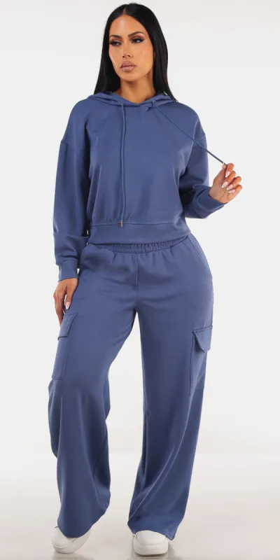 Blue Hoody Cargo Pants Set sold by Moda