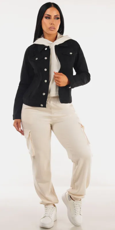 Denim Cream Cargo Sweatpants Trio sold by Moda