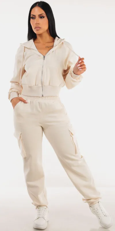 Cream Hoody Sweatpants Combo sold by Moda
