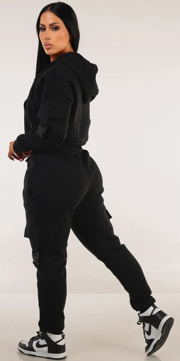 Black Cargo Fleece Joggers Look sold by Moda product image thumbnail 2