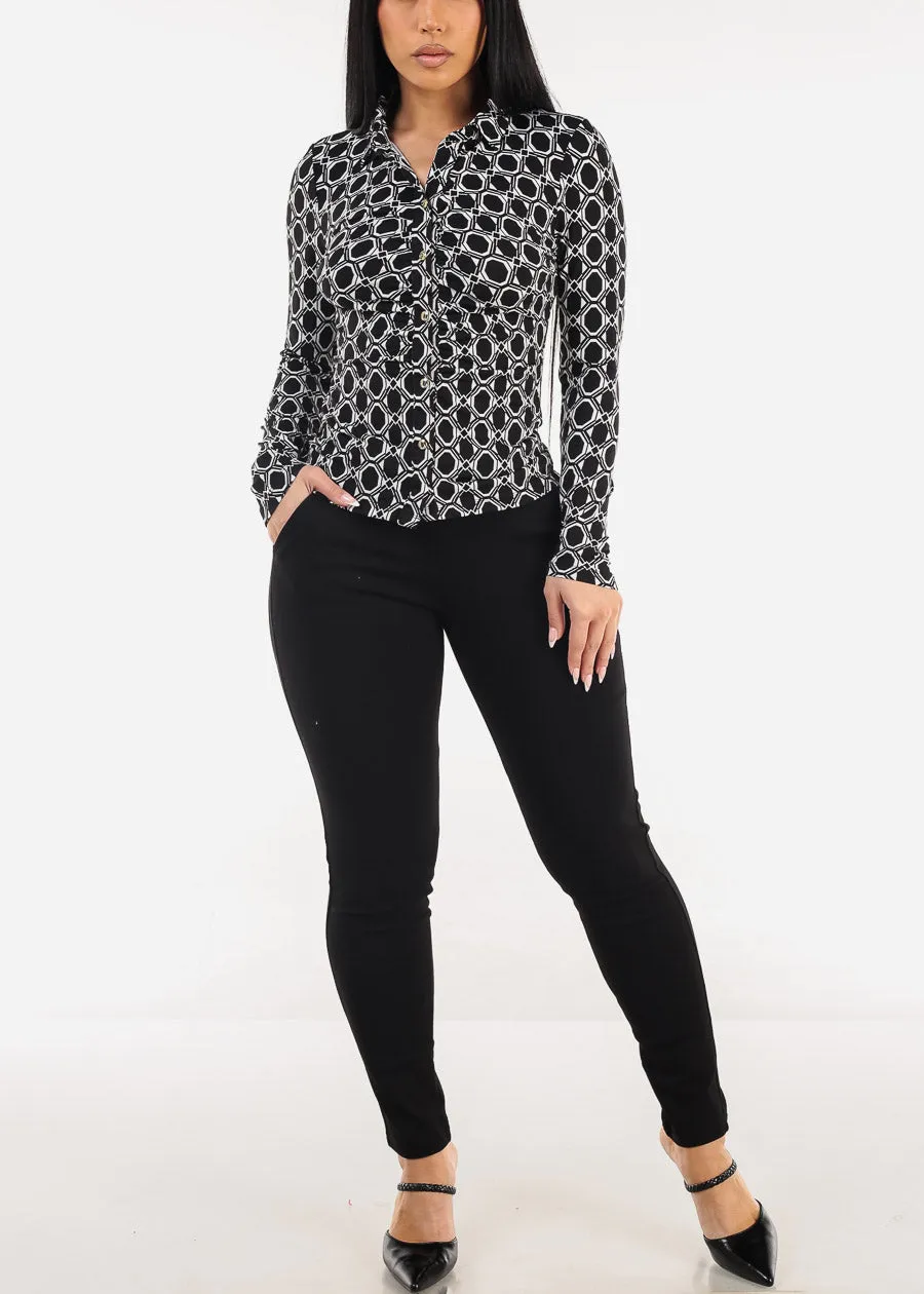 Butt Lift Black Mid Rise Dressy Ankle Pants w Belted sold by Moda product image thumbnail 2