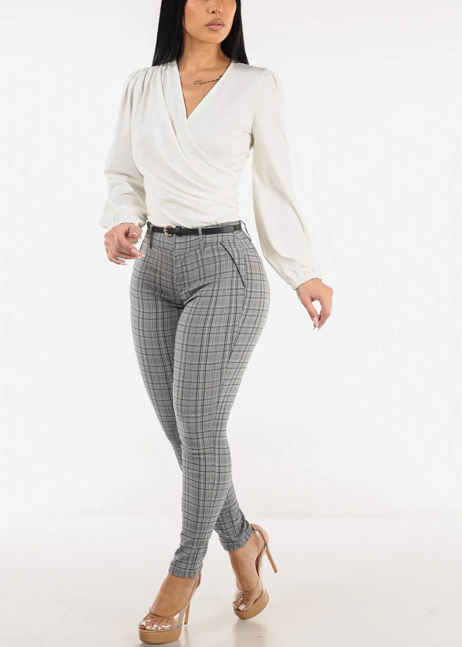 Butt Lift High Waist Plaid Skinny Pants w Belt sold by Moda product image thumbnail 2