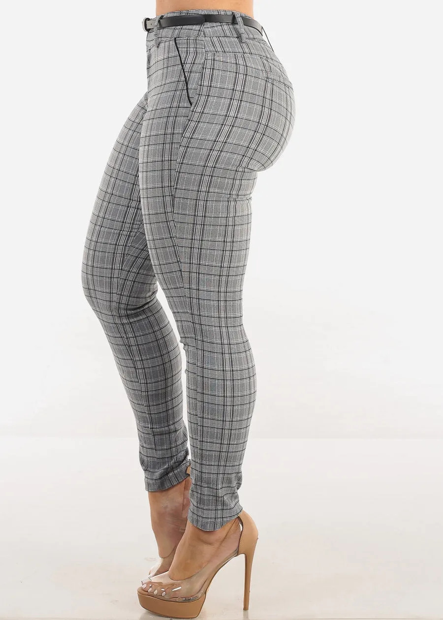 Butt Lift High Waist Plaid Skinny Pants w Belt sold by Moda product image thumbnail 3