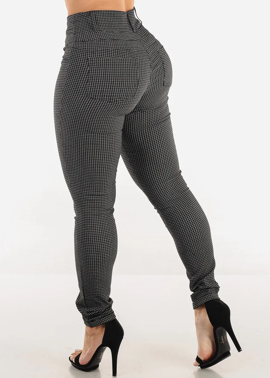High Waist Black Plaid Skinny Pants sold by Moda product image thumbnail 4