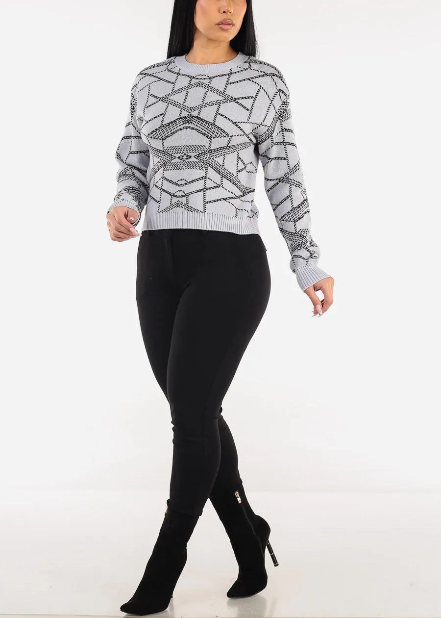 Printed Crewneck Knit Sweater Light Blue sold by Moda product image thumbnail 2