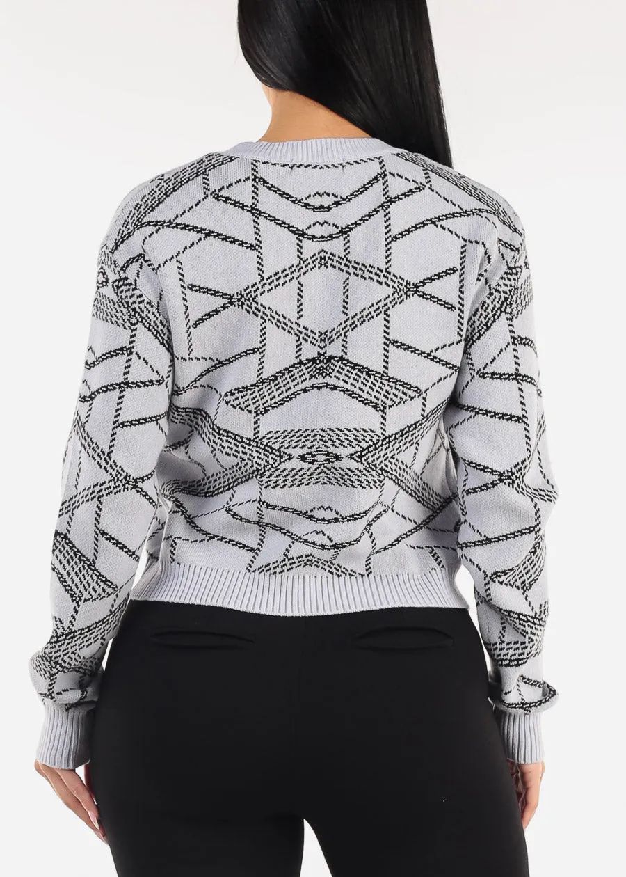 Printed Crewneck Knit Sweater Light Blue sold by Moda product image thumbnail 4