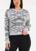 Printed Crewneck Knit Sweater Light Blue sold by Moda