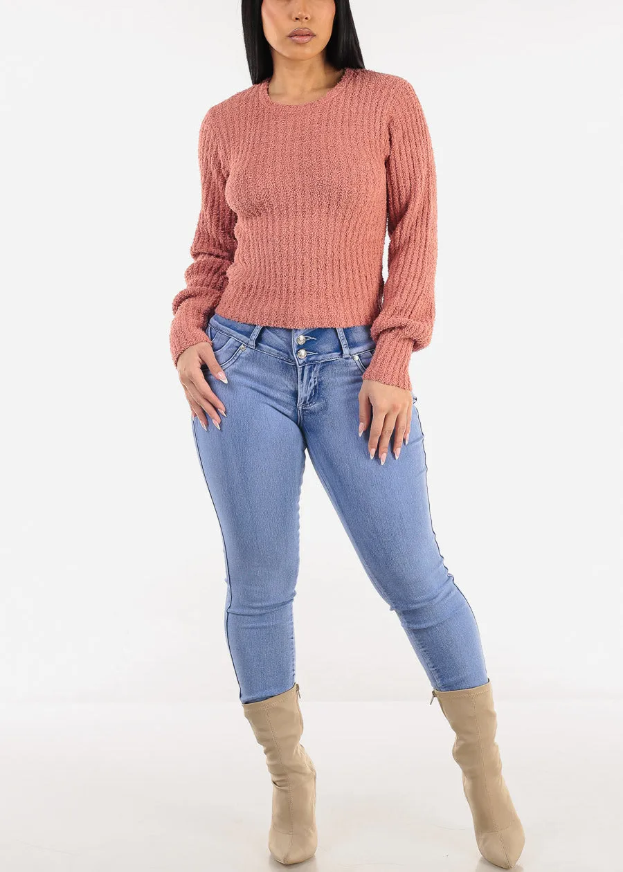 Long Sleeve Crewneck Plush Sweater Dusty Rose sold by Moda product image thumbnail 2
