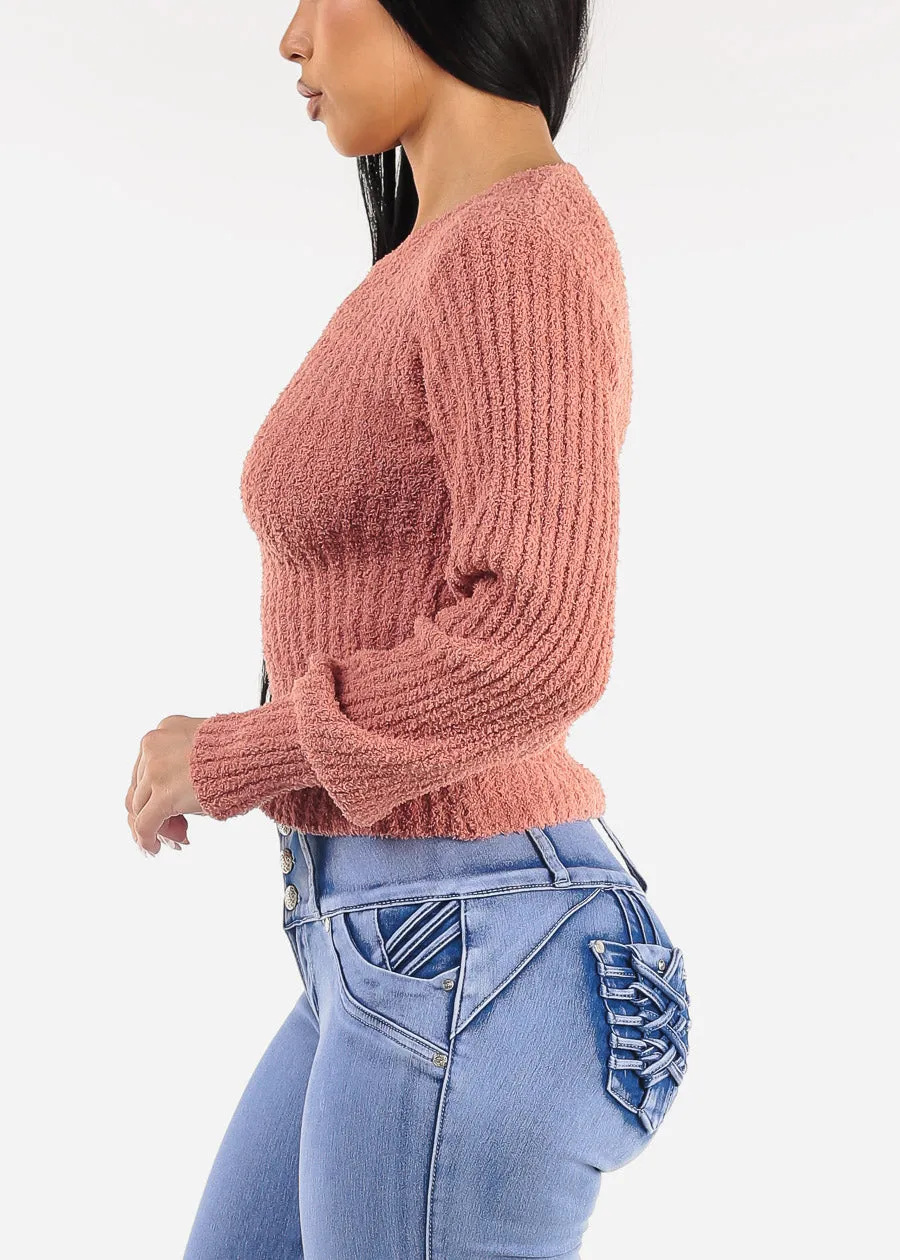 Long Sleeve Crewneck Plush Sweater Dusty Rose sold by Moda product image thumbnail 3