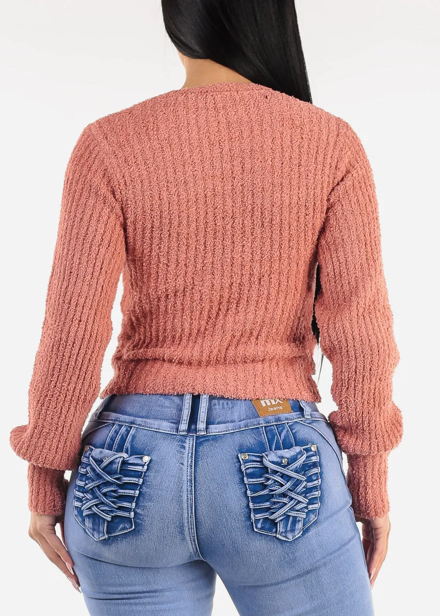 Long Sleeve Crewneck Plush Sweater Dusty Rose sold by Moda product image thumbnail 4