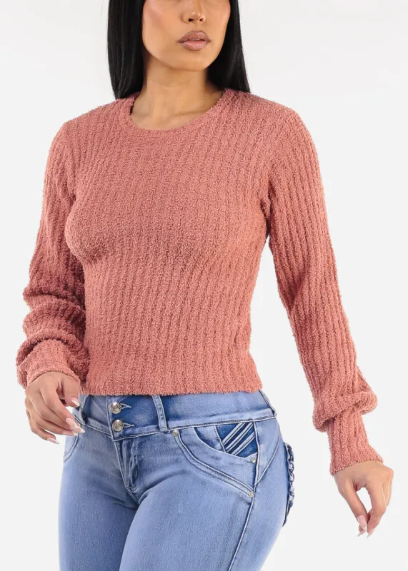 Long Sleeve Crewneck Plush Sweater Dusty Rose sold by Moda