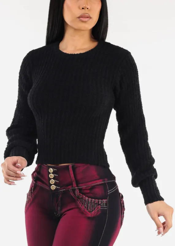 Long Sleeve Crewneck Plush Sweater Navy sold by Moda