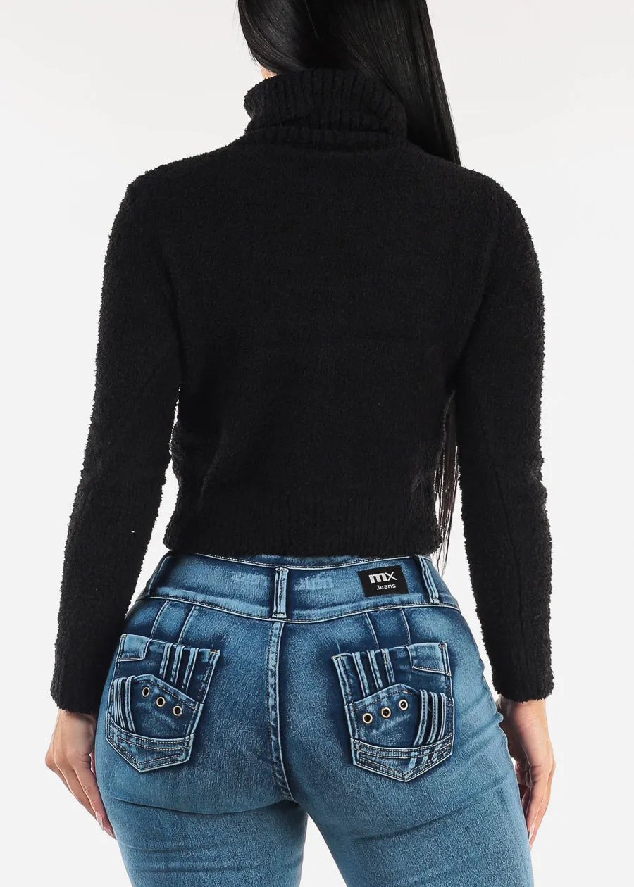 Black Long Sleeve Turtleneck Plush Sweater sold by Moda product image thumbnail 4