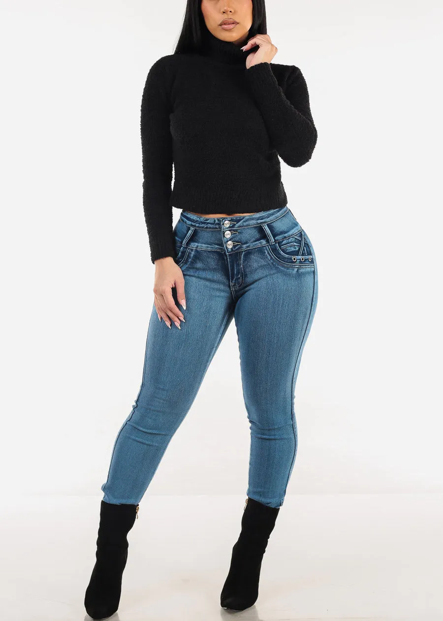 Black Long Sleeve Turtleneck Plush Sweater sold by Moda product image thumbnail 2