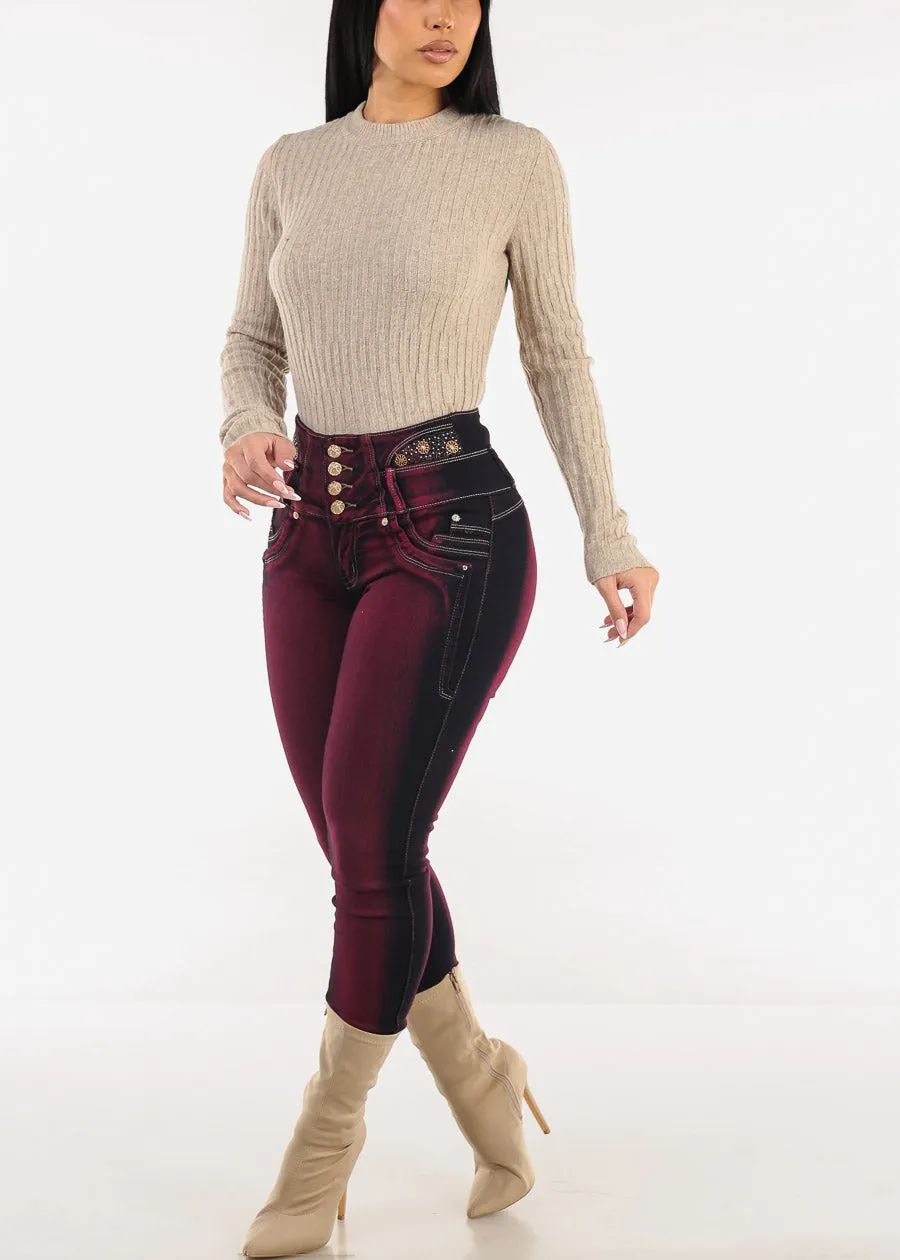 Long Sleeve Crewneck Ribbed Sweater Khaki sold by Moda product image thumbnail 2