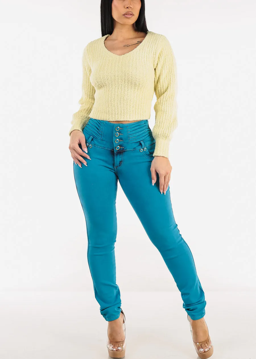 Long Sleeve Vneck Plush Sweater Lemon sold by Moda product image thumbnail 2