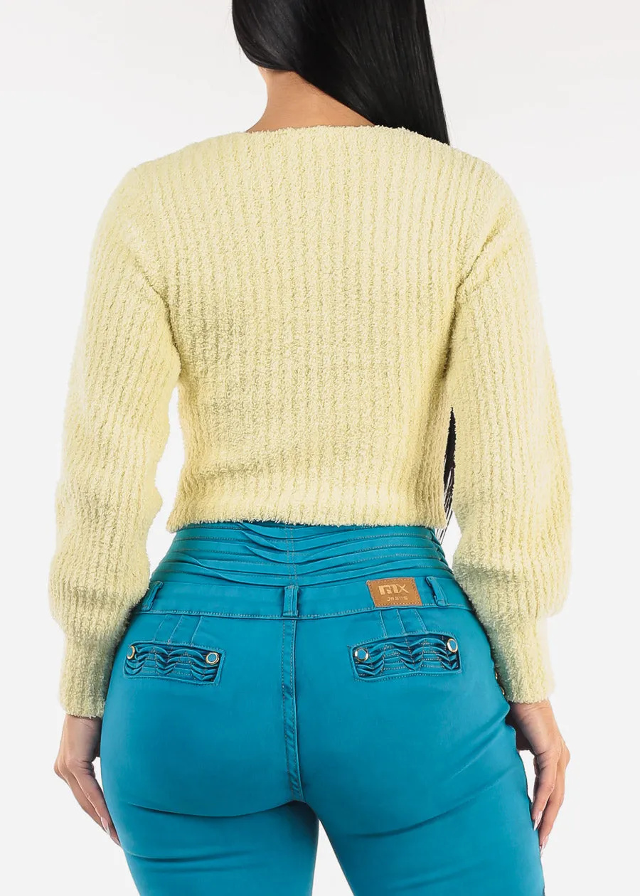 Long Sleeve Vneck Plush Sweater Lemon sold by Moda product image thumbnail 4
