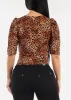 Short Puff Sleeve Surplice Blouse Animal Print sold by Moda