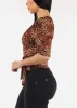 Short Puff Sleeve Surplice Blouse Animal Print sold by Moda
