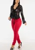 Long Sleeve Tie Front Black Lace Top sold by Moda