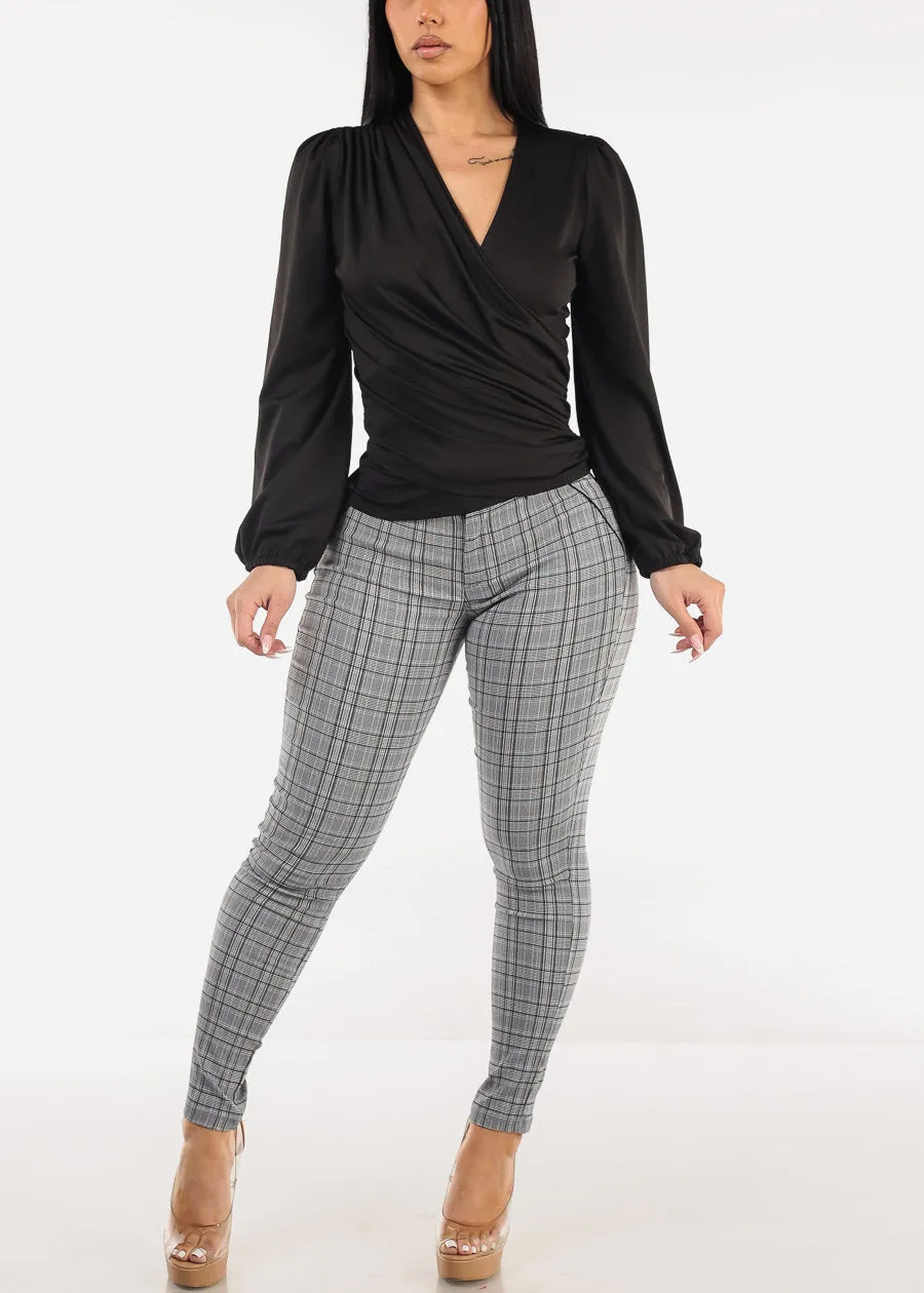 Ruched Surplice Long Sleeve Blouse Black sold by Moda product image thumbnail 2