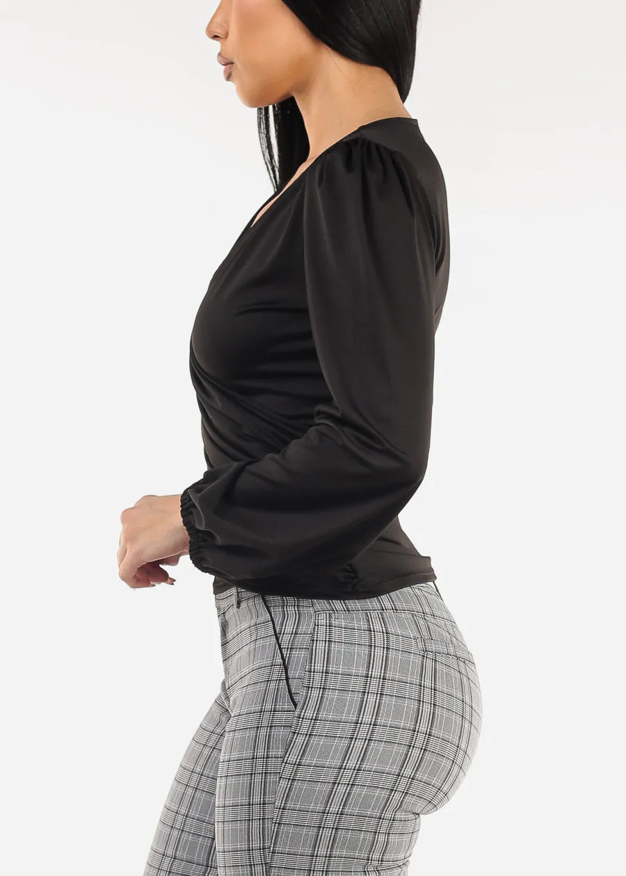 Ruched Surplice Long Sleeve Blouse Black sold by Moda product image thumbnail 3