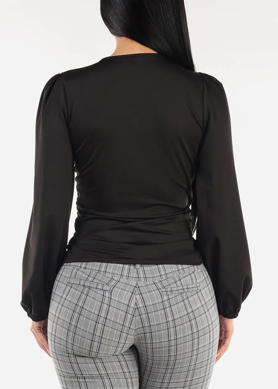 Ruched Surplice Long Sleeve Blouse Black sold by Moda product image thumbnail 4