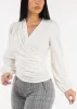 Ruched Surplice Long Sleeve Blouse Ivory sold by Moda