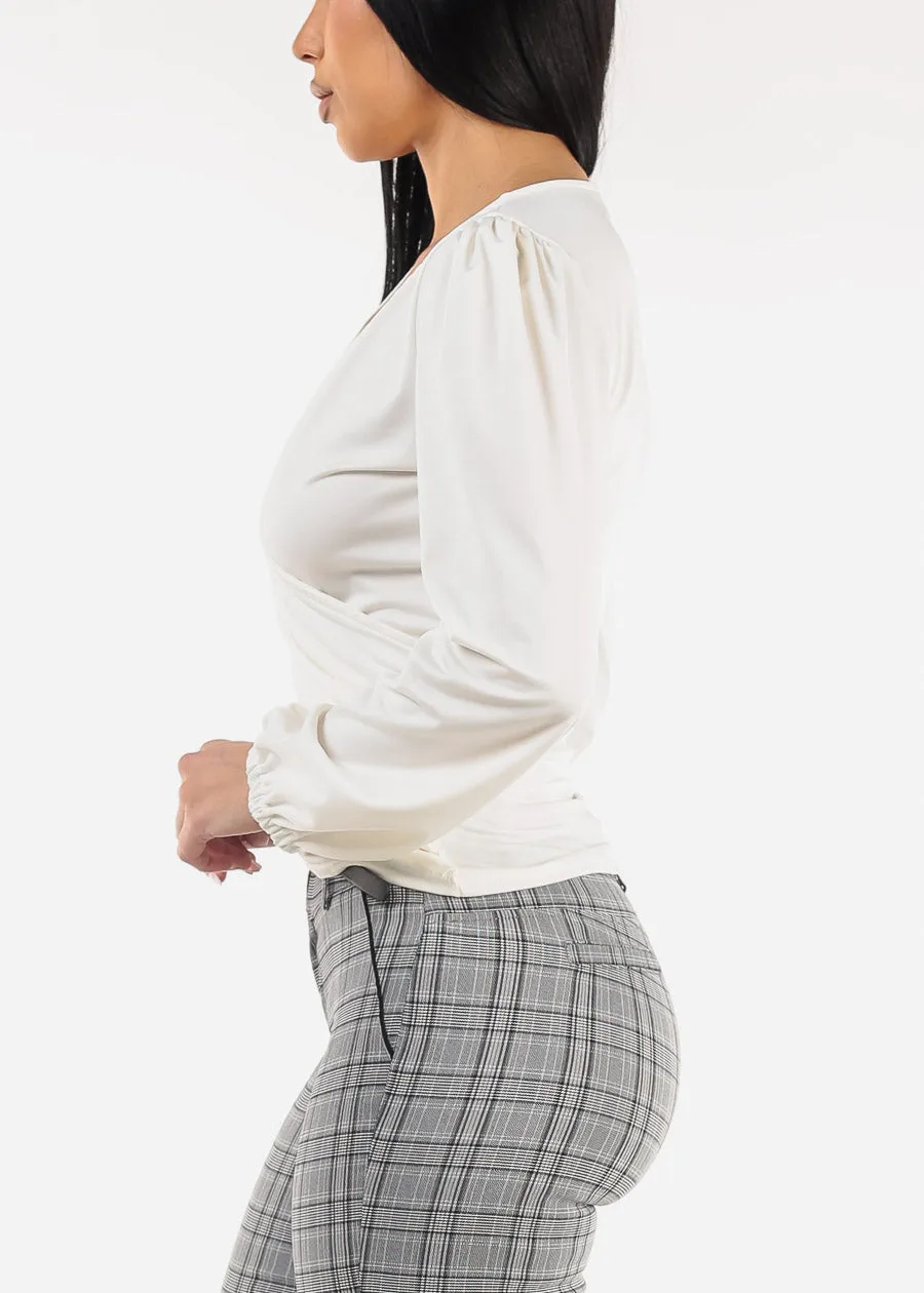 Ruched Surplice Long Sleeve Blouse Ivory sold by Moda product image thumbnail 3