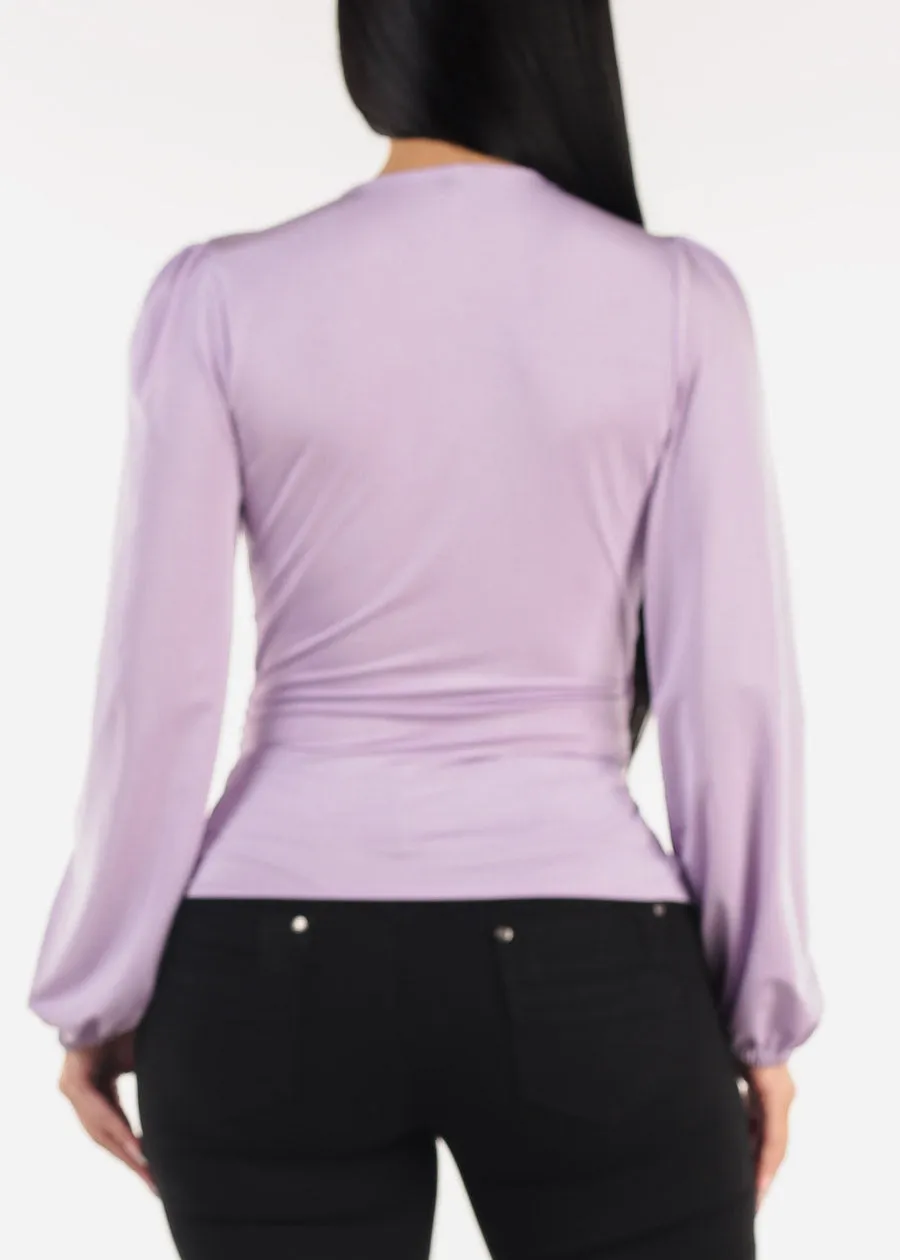 Ruched Surplice Long Sleeve Blouse Lilac sold by Moda product image thumbnail 4
