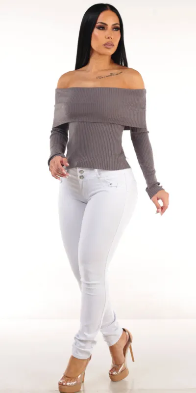 Grey Butt Lift Skinnies Outfit sold by Moda