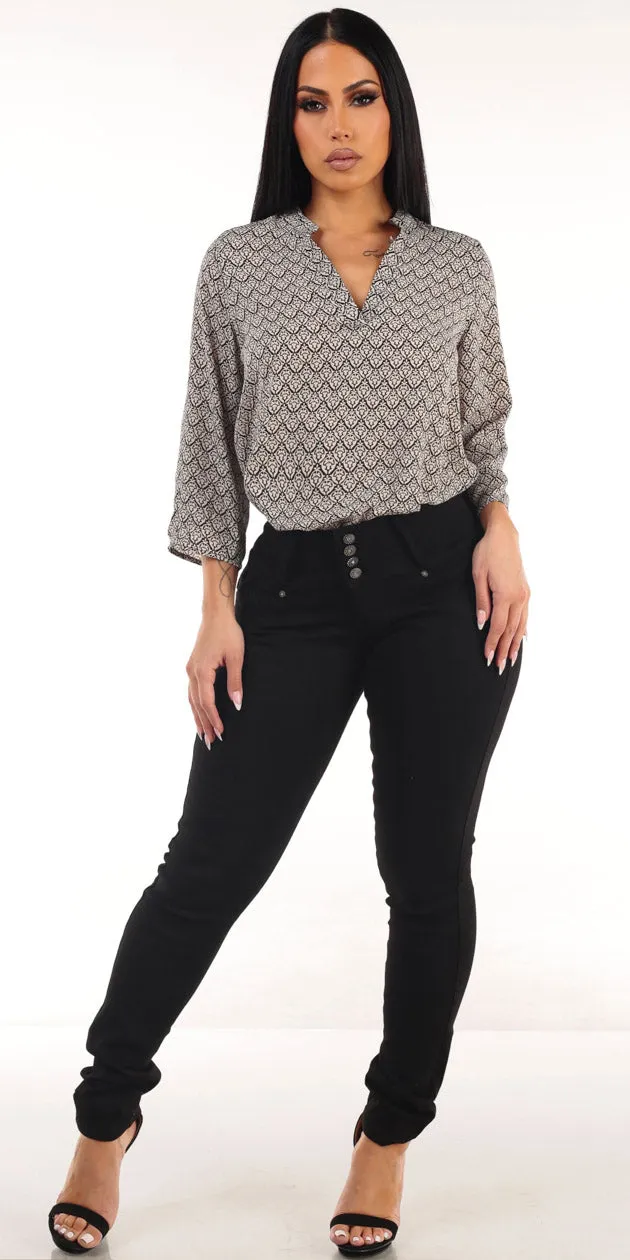 Printed Butt Lift Skinnies Set sold by Moda