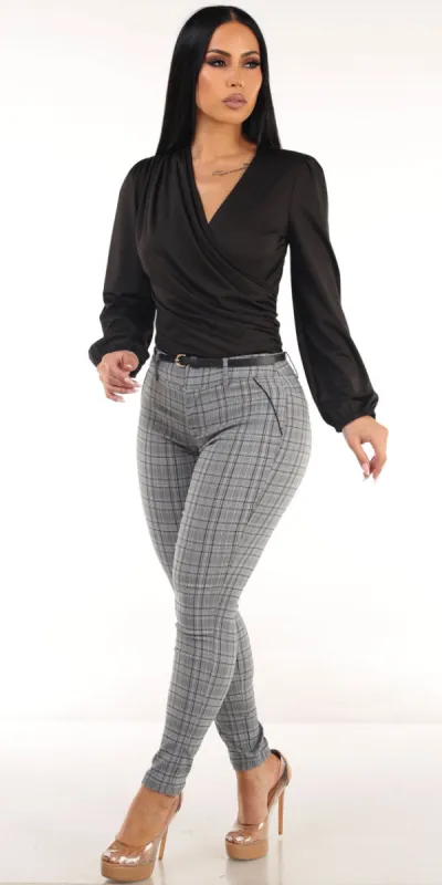 Black Plaid Skinnies Outfit sold by Moda