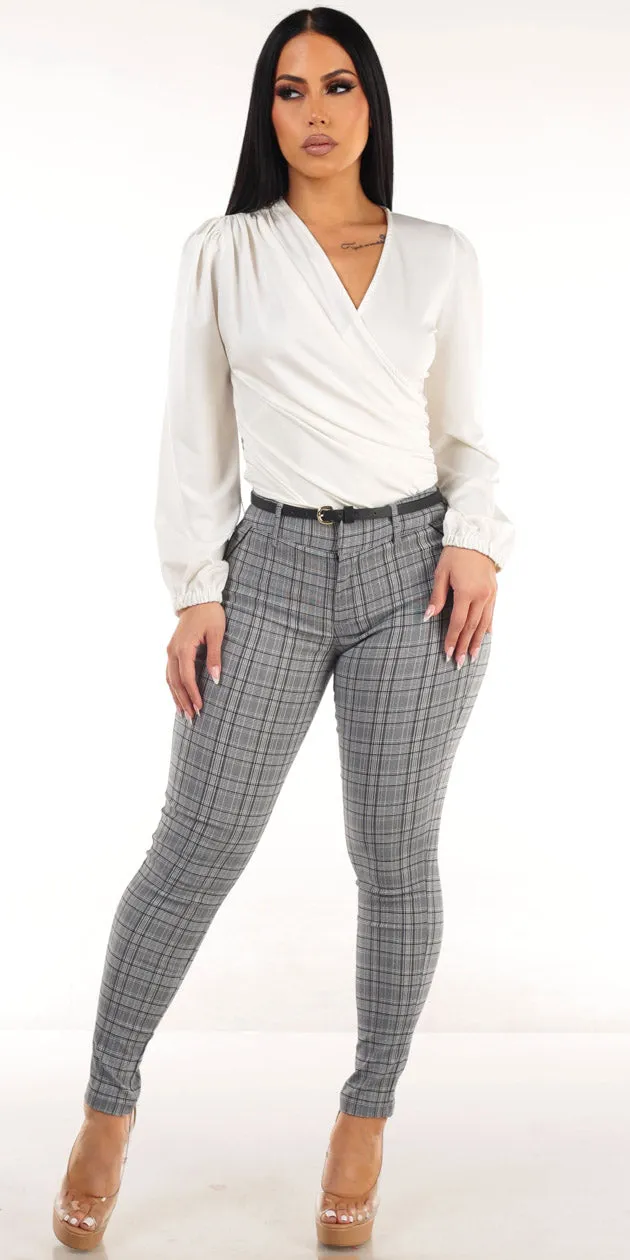White Plaid Skinnies Look sold by Moda